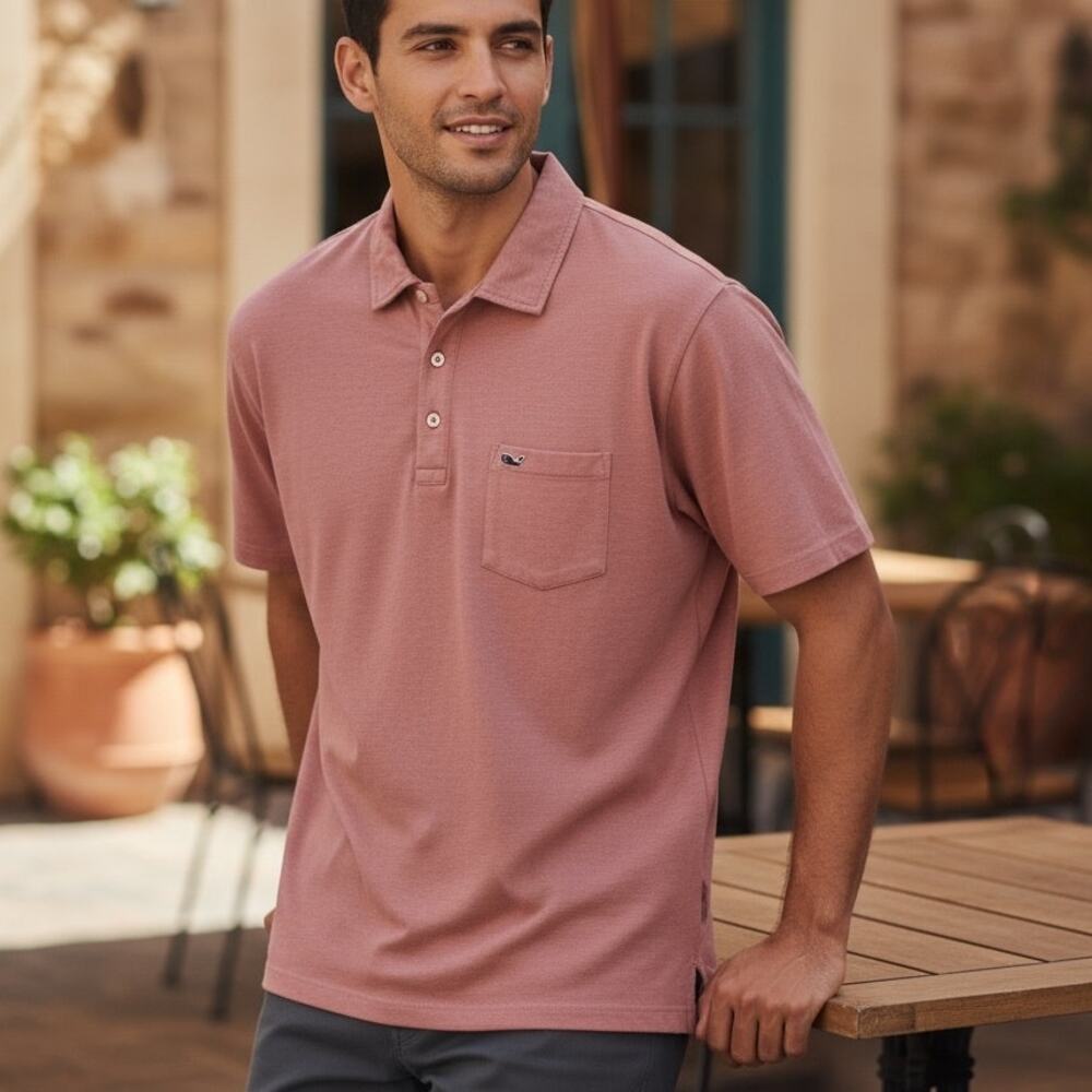 Vineyard Vines Edgartown Polo Shirt Mens XL Pink Pima Cotton Preppy Golf Tennis